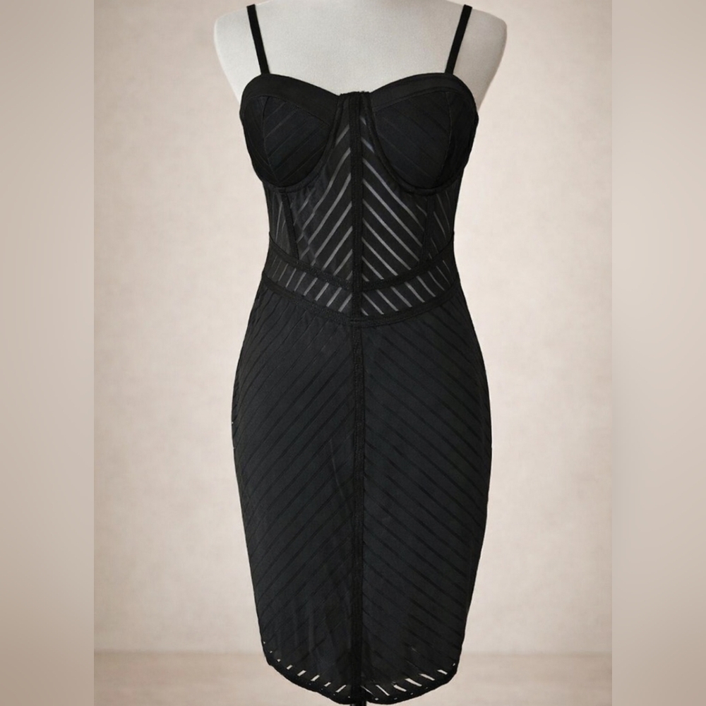 Iris Black Bustier Bodycon Dress Size L Whimsygoth